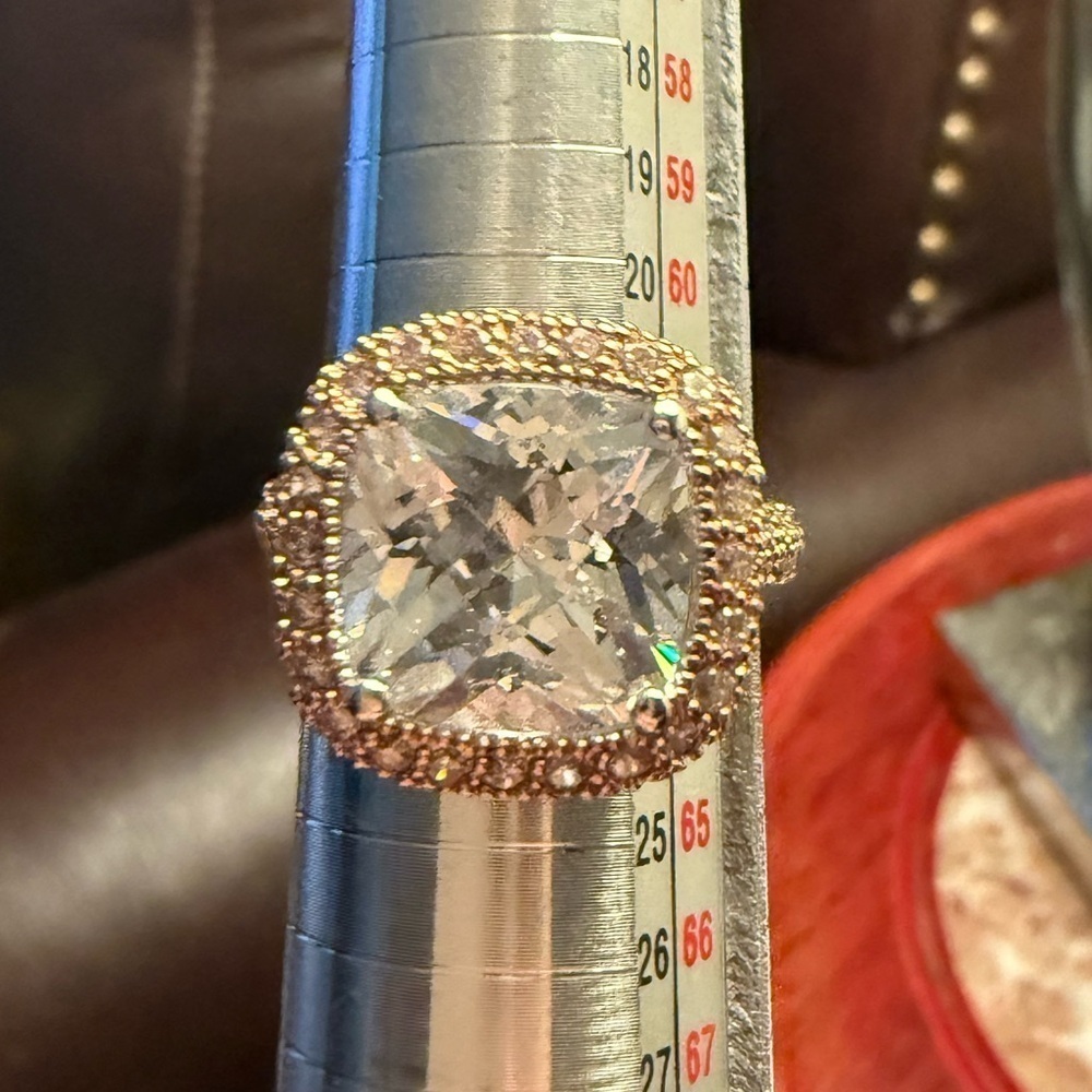 JOSEPH ESPOSITO ESPO STERLING SILVER ROSE AND CLEAR CZ COCKTAIL RING SIZE 10